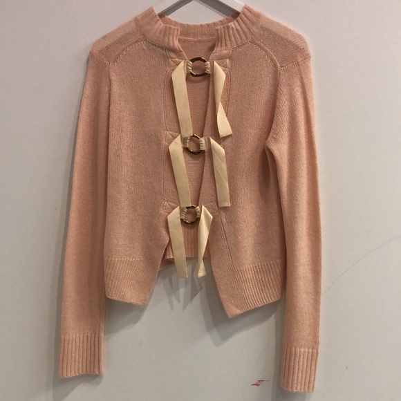 Derek Lam 10 Crosby Peach Cashmere Tie Back Sweater - Picture 3 of 10